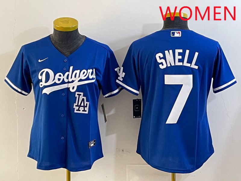 Women Los Angeles Dodgers #7 Snell Blue Game 2025 Nike MLB Jersey style 9->women mlb jersey->Women Jersey